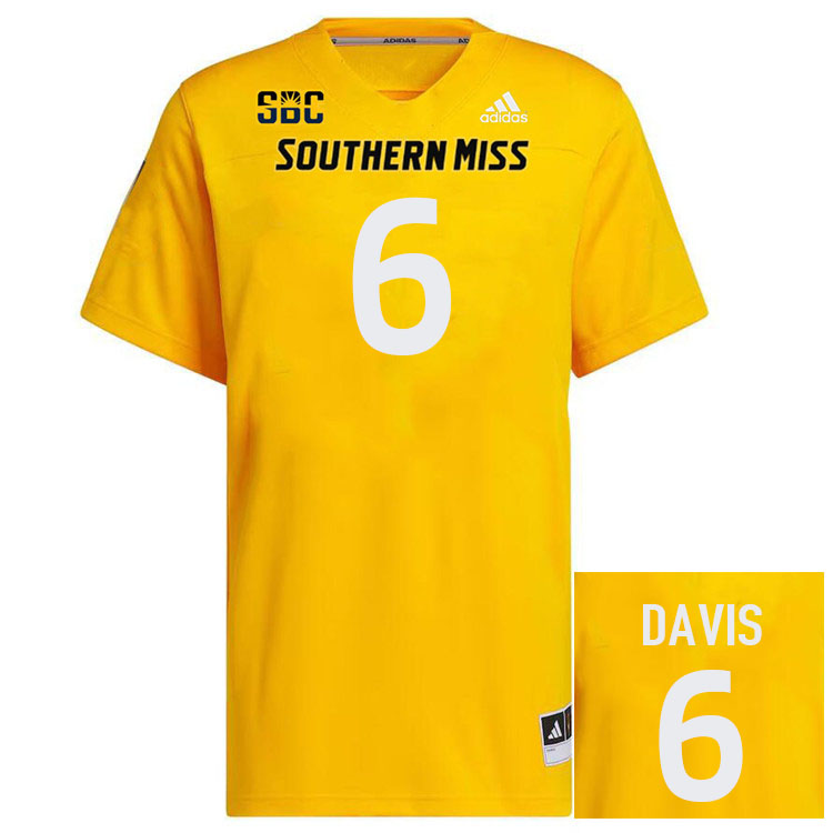 Southern Miss Golden Eagles #6 Micah Davis Football Jersey Stitched-Gold